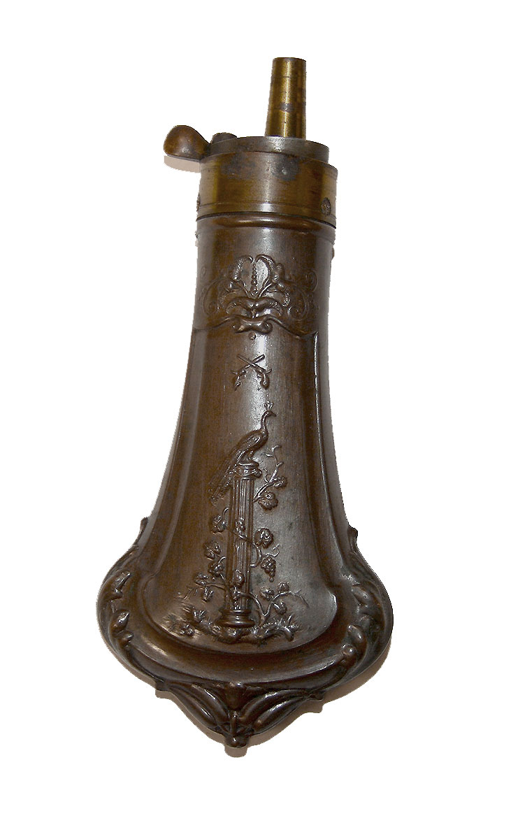 PEACOCK AND PILLAR FLASK FOR COLT 1855 NEW MODEL ROOT POCKET