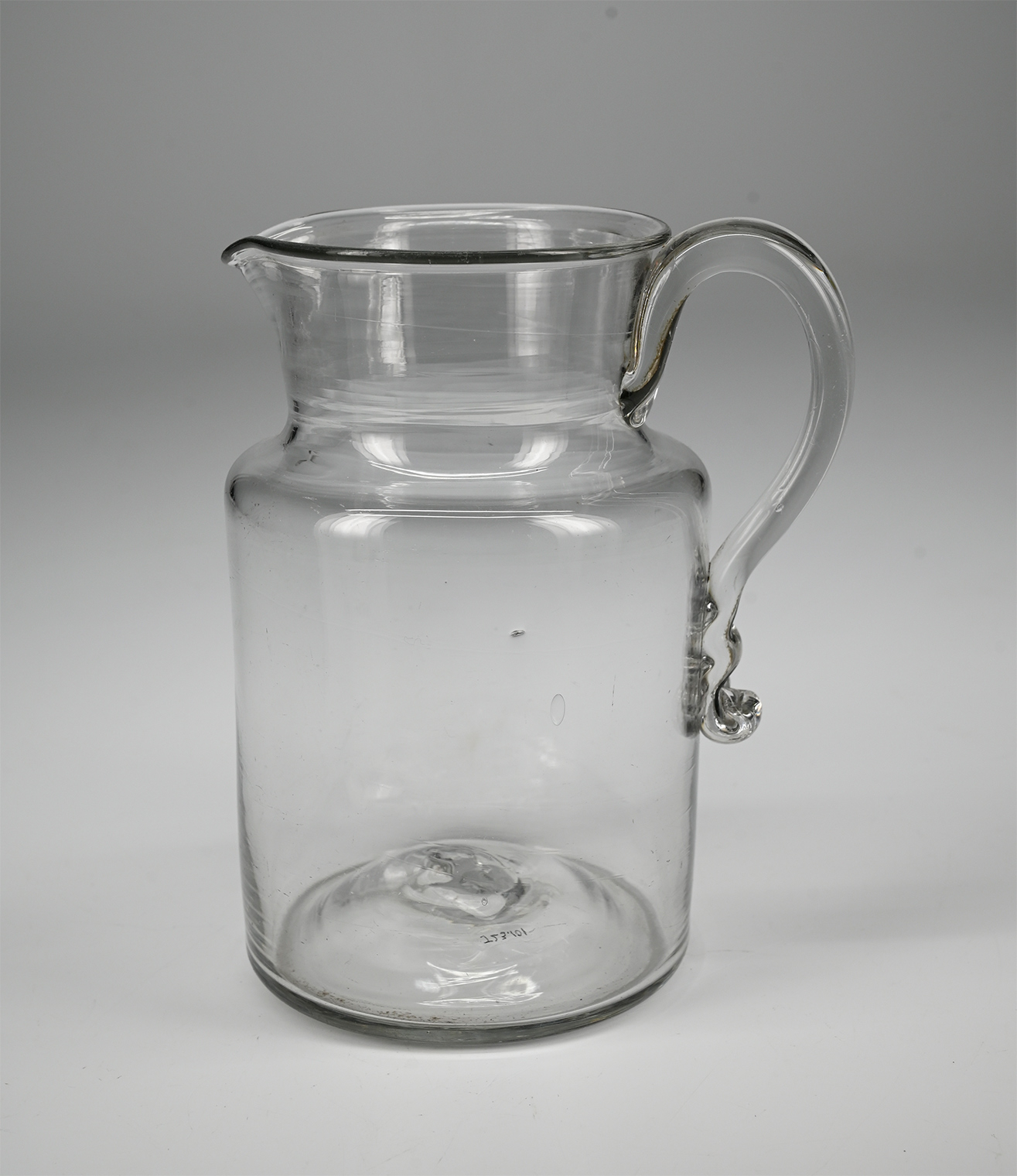 CIRCA 1830-1850 FREE BLOWN LEAD GLASS PITCHER