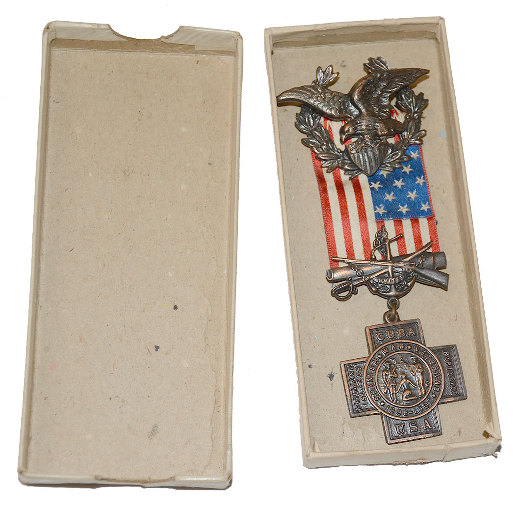 MINT CONDITION UNITED SPANISH WAR VETERANS MEDAL NUMBERED WITH ORIGINAL BOX 