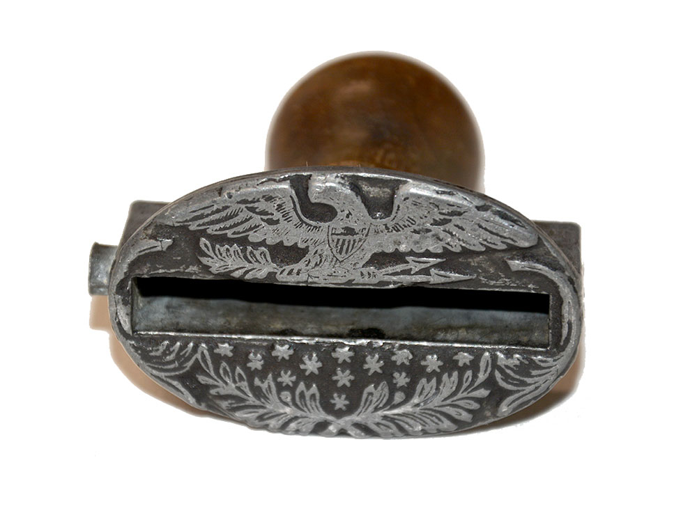 CIVIL WAR-ERA PEWTER STAMP WITH EAGLE & STARS
