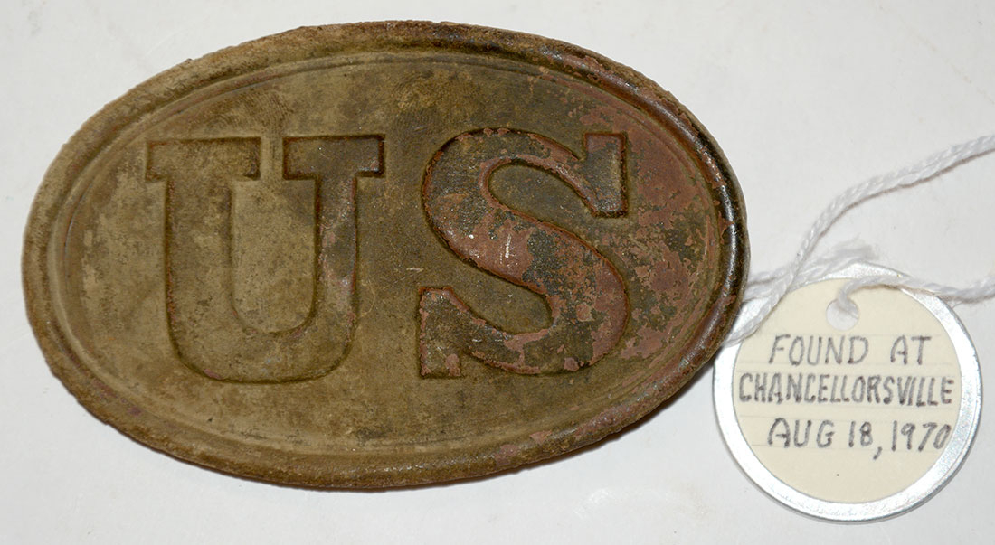 RELIC US PATTERN 1839 CARTRIDGE BOX PLATE – RECOVERED AT CHANCELLORSVILLE IN 1970
