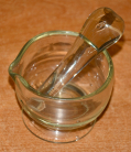 CIRCA 1800-1840 NON-LEAD GLASS MORTAR AND PESTLE