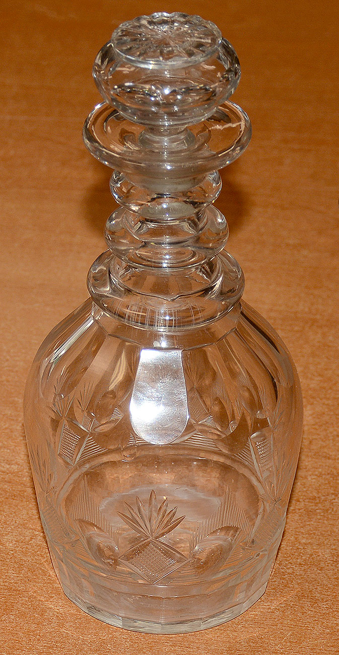 CIRCA 1825-1845 BLOWN AND CUT DECANTER