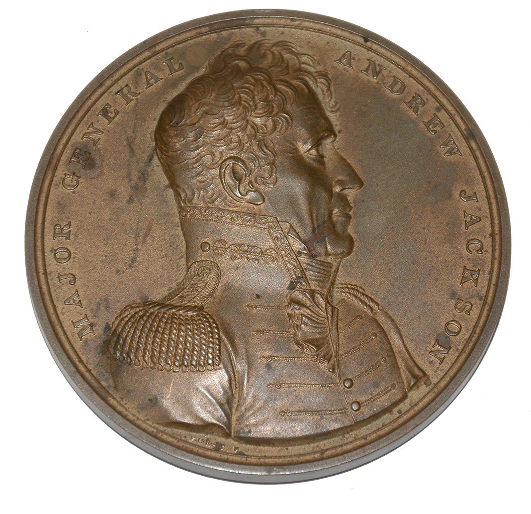 LARGE BRONZE MEDAL COMMEMORATING ANDREW JACKSON & BATTLE OF NEW ORLEANS