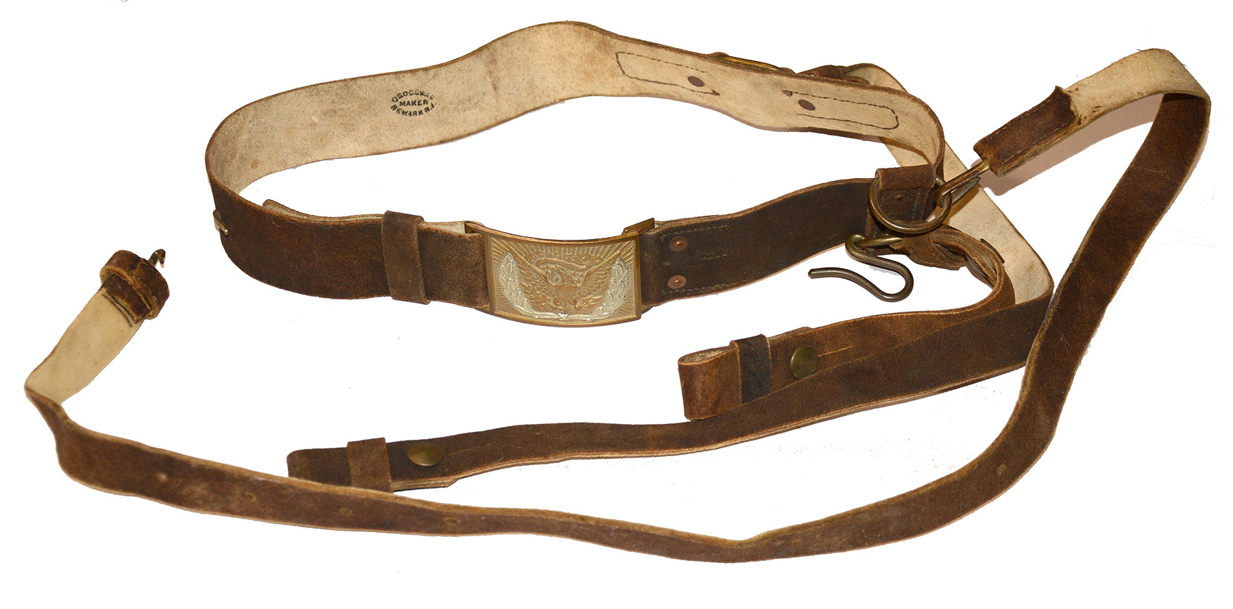 MINT CONDITION COMPLETE BUFF LEATHER CAVALRY SABER BELT 