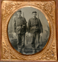 1/6 PLATE TINTYPE OF TWO INDIAN WAR-ERA SOLDIERS
