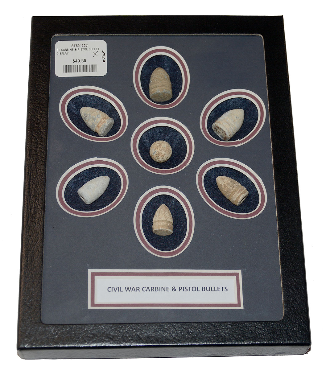 CIVIL WAR CARBINE AND PISTOL BULLET DISPLAY