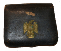1839 PATTERN CARTRIDGE BOX WITH DRAGOON EAGLE PLATE: POSSIBLE CONFEDERATE WAR SOUVENIR BROUGHT HOME BY BVT. BRIG. GEN. W.H. NOBLE 17th CT.