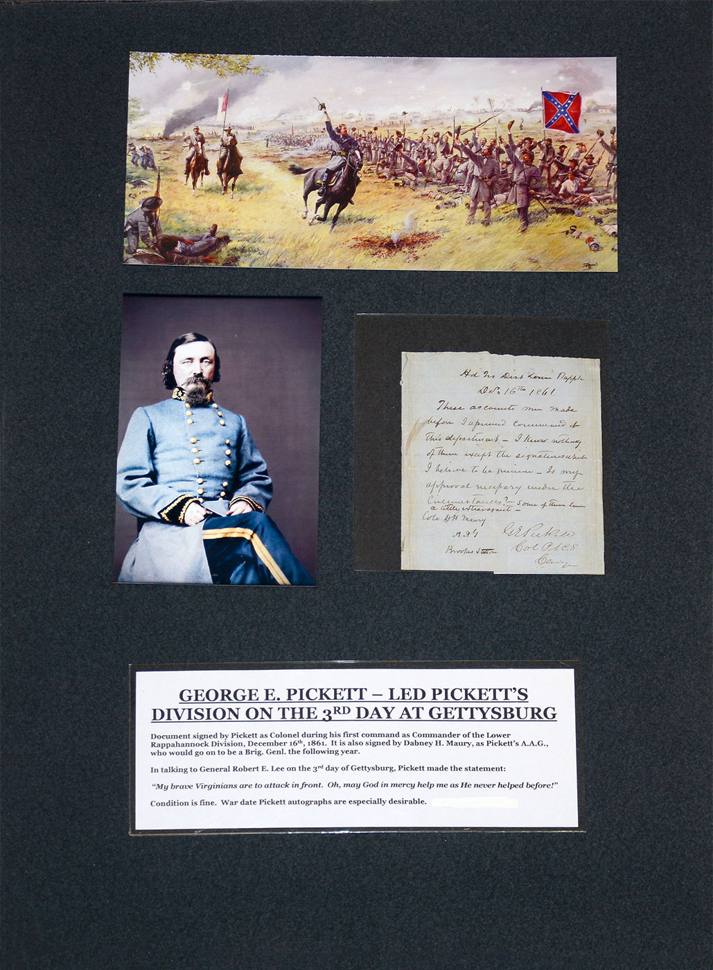 WAR DATED DS – GEORGE E. PICKETT AS COLONEL, AND COL. D.H. MAURY, A.A.G