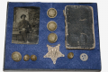 ID’D GROUPING – JAMES HARDING, 207th PA – GAR BUTTONS, MEDAL DROP, TINTYPE, PRE-WAR DIARY, ANTIQUE BUTTON