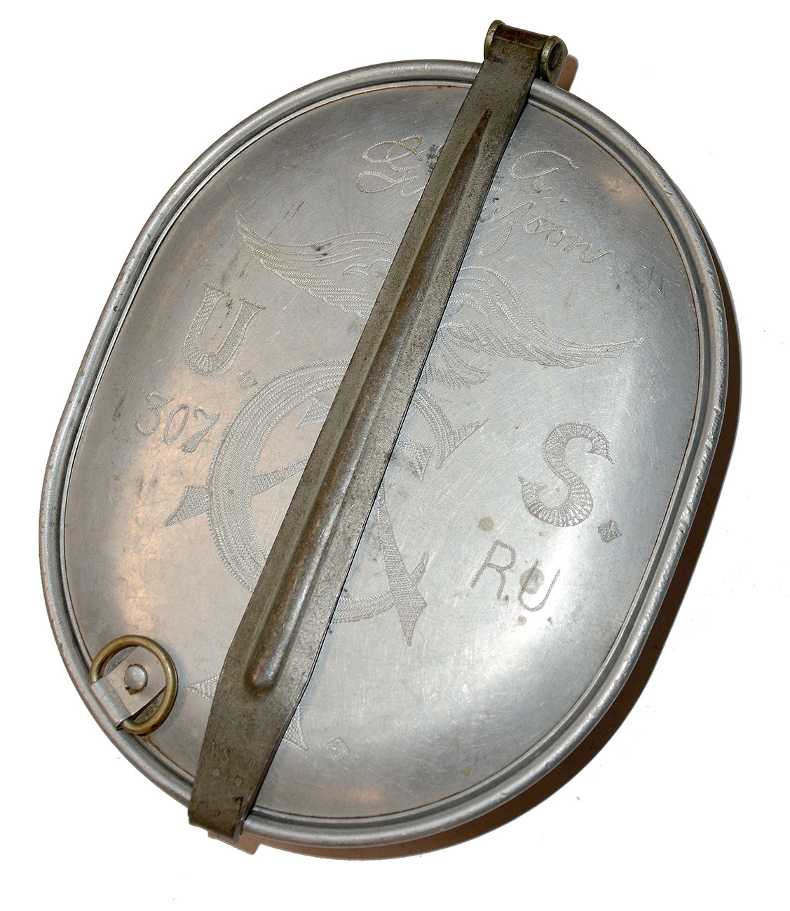 BEAUTIFULLY ENGRAVED WW1 “TRENCH ART” MESS KIT
