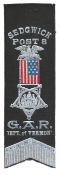 SEDGWICK POST 8 GAR MOUNRING RIBBON (VERMONT)