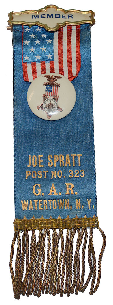 REVERSIBLE GAR MOURNING RIBBON – JOE SPRATT POST NO. 323, WATERTOWN, N.Y.