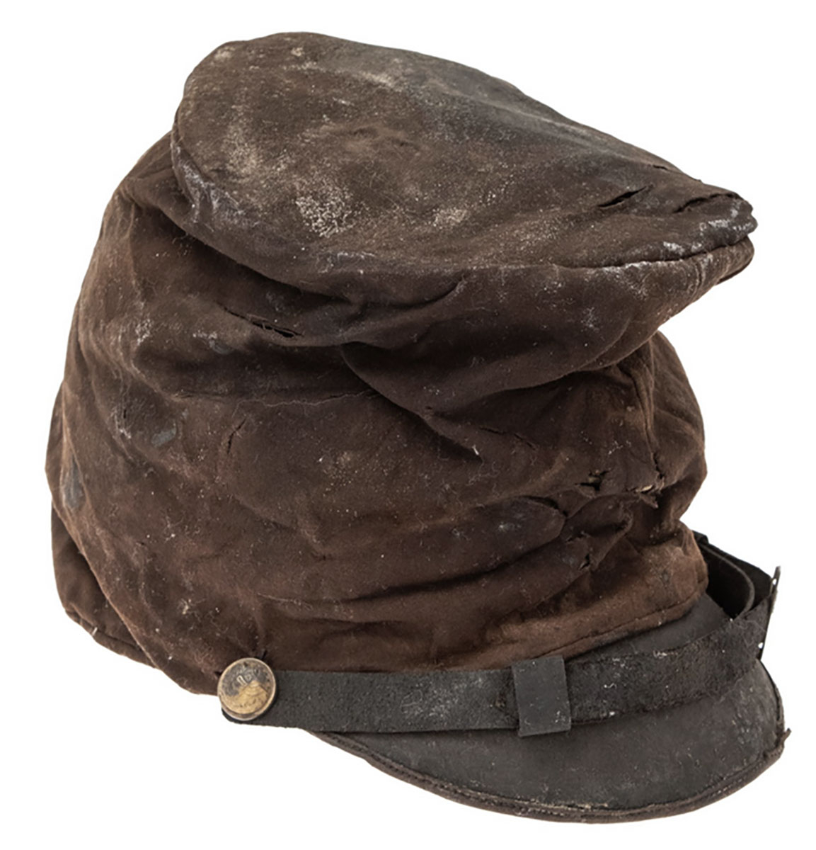 A McDOWELL PATTERN U.S. FORAGE CAP (MODEL 1858) WITH STAFF OFFICER SIDE BUTTONS, EXCAVATED AT FORT PEMBINA 