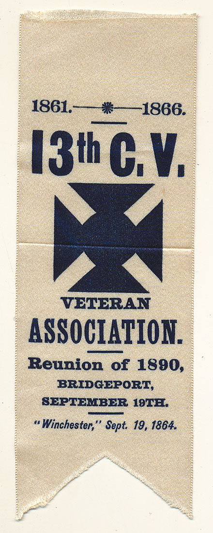 13th CONNECTICUT REUNION RIBBON – BRIDGEPORT, 1890
