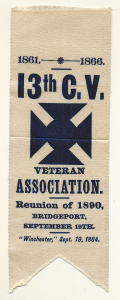 13th CONNECTICUT REUNION RIBBON – BRIDGEPORT, 1890