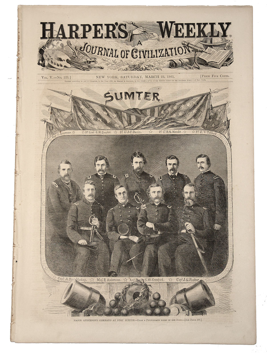HARPER’S WEEKLY – OFFICERS AT FORT SUMTER 1861 – MARCH 23, 1861 ISSUE