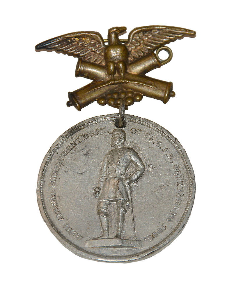 1883 SEMI-ANNUAL GAR DEPARTMENT OF PA GETTYSBURG ENCAMPMENT BADGE 