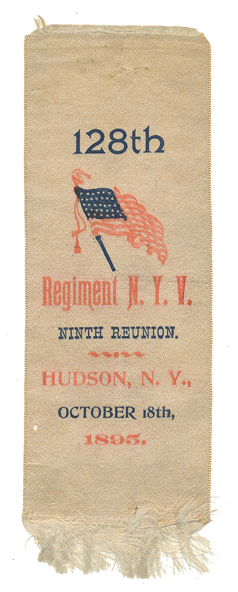 128th NY INFANTRY REUNION RIBBON – HUDSON, 1895