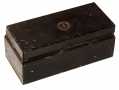 HORSTMANN COMPANY JAPANNED TIN BOX WITH BRASS LOGO