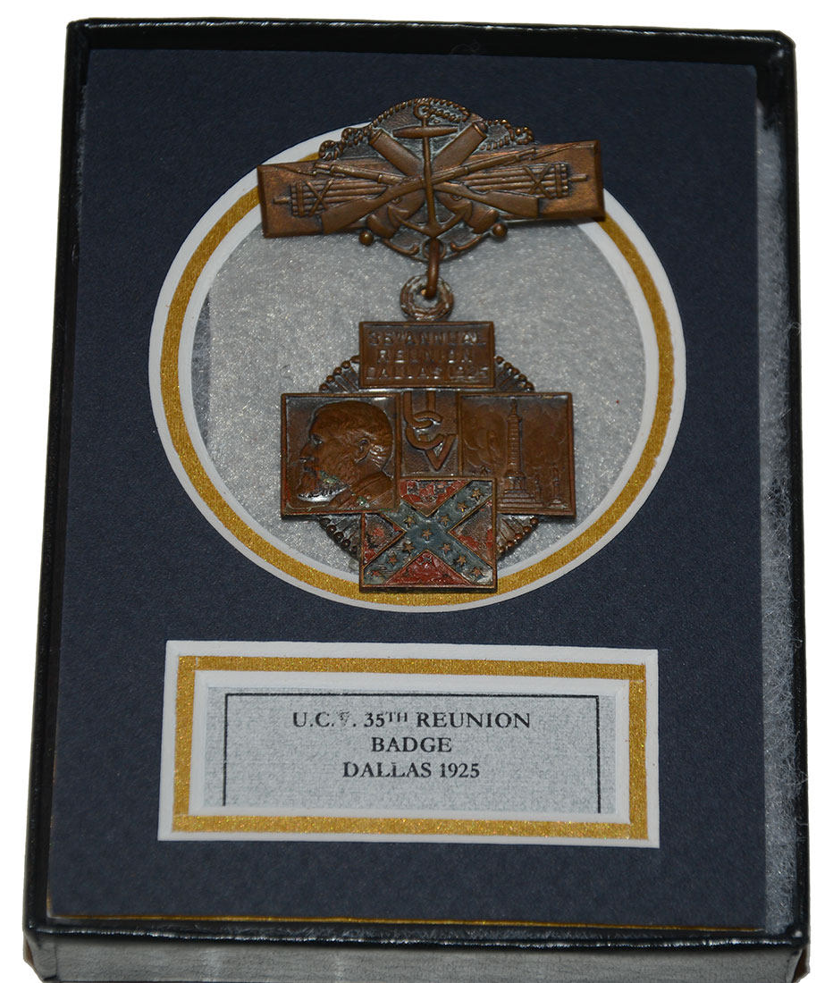 U.C.V. BADGE FROM THE REUNION AT DALLAS, TEXAS, 1925