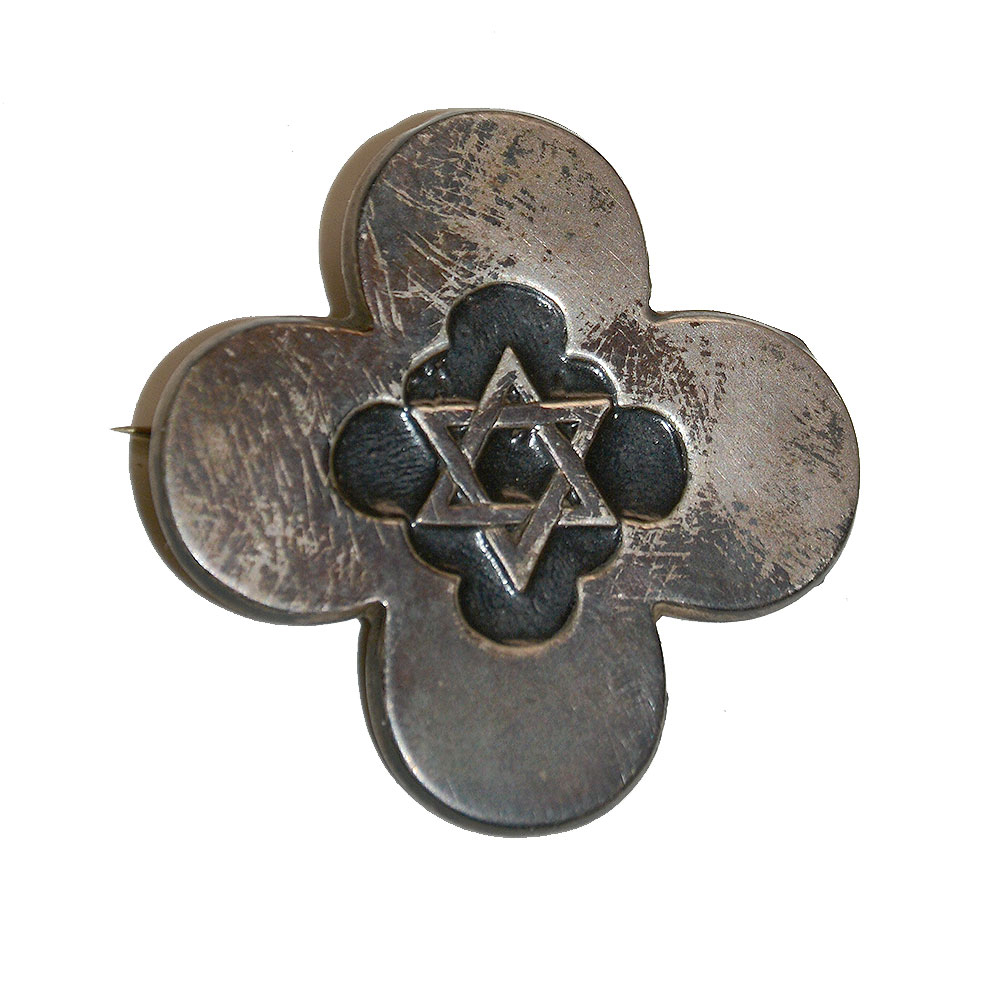 SILVER ENAMELED 18TH ARMY CORPS, 3RD DIVISION CORPS BADGE BY HAYWARD, FROM THE COLLECTION OF HOWARD MADAUS