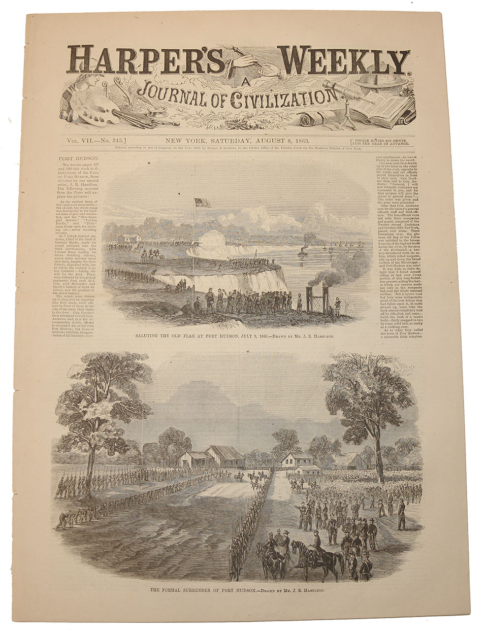 HARPER’S WEEKLY  - VICKSBURG & GETTYSBURG CONTENT - AUGUST 8, 1863