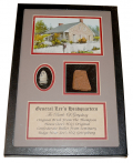 GETTYSBURG RELIC DISPLAY – PIECE OF BRICK AND DROPPED CS MINIE BALL RECOVERED AT GEN. ROBERT E. LEE’S HEADQUARTERS