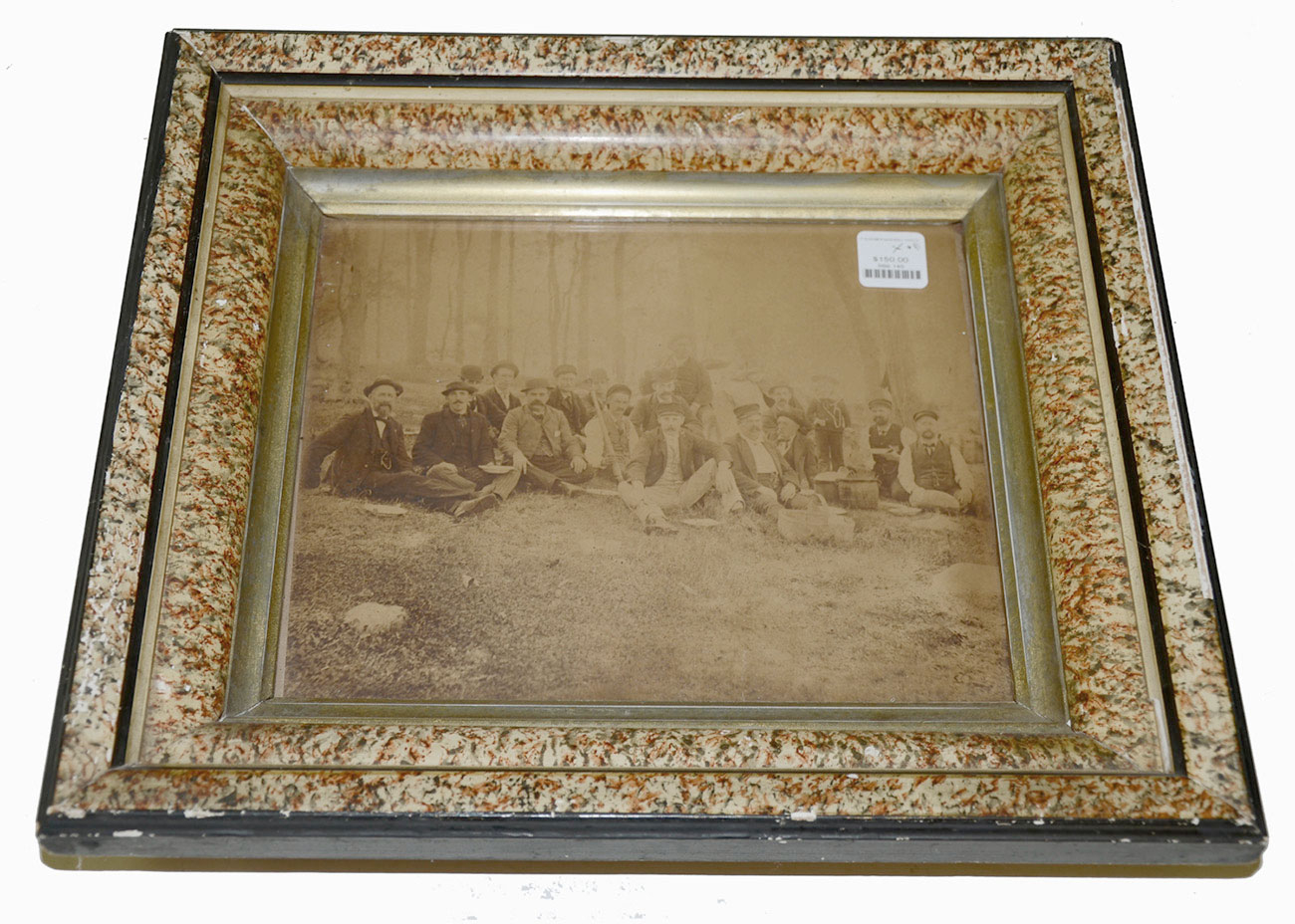 FRAMED GROUP ALBUMEN WITH BASEBALL THEME