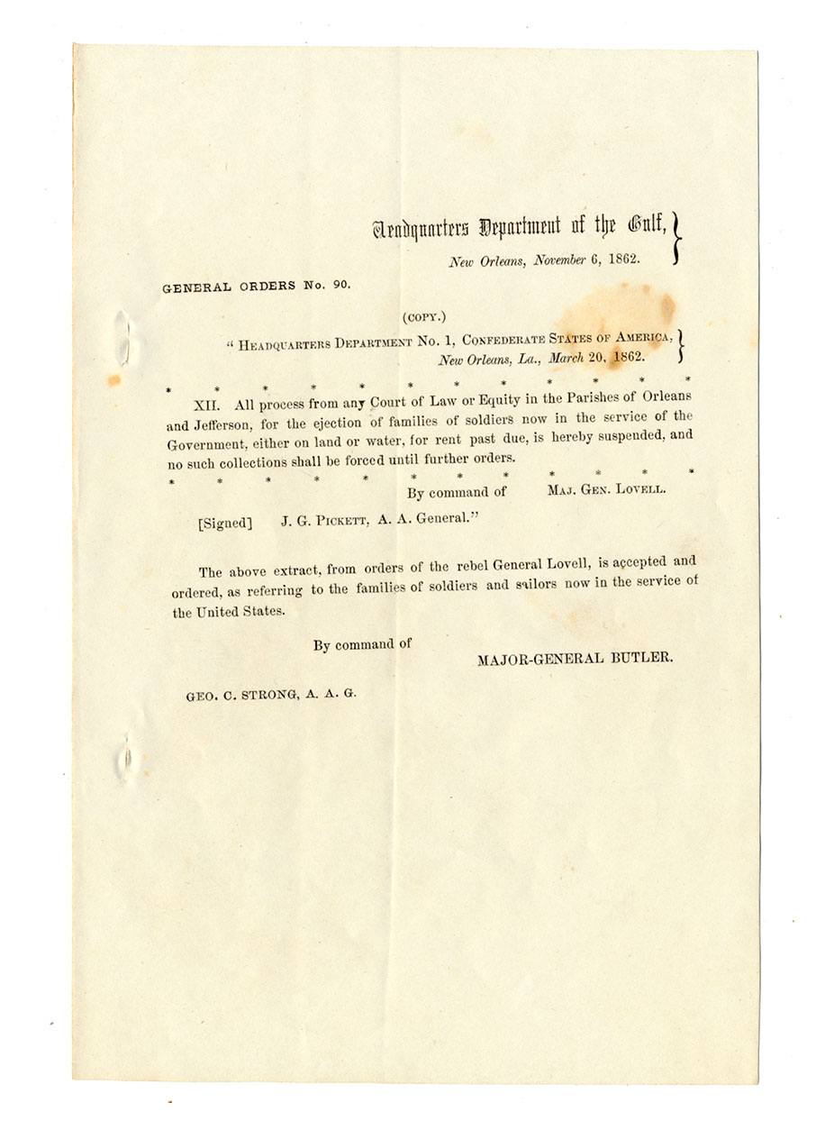 GENERAL ORDER NO. 90—MAJOR GEN. BUTLER / DEPARTMENT OF THE GULF / RE: RECIPROCITY w/ CONFEDERATES
