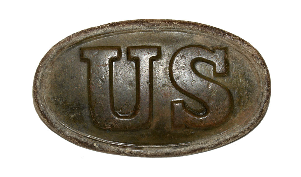 RELIC, SMALL US PATTERN 1839 CARTRIDGE BOX PLATE FROM CHANCELLORSVILLE