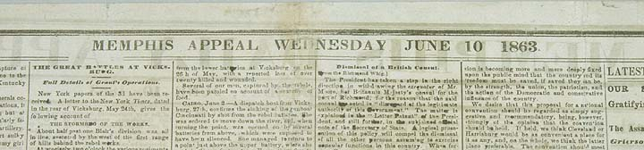 MEMPHIS APPEAL NEWSPAPER - JUNE 10, 1863