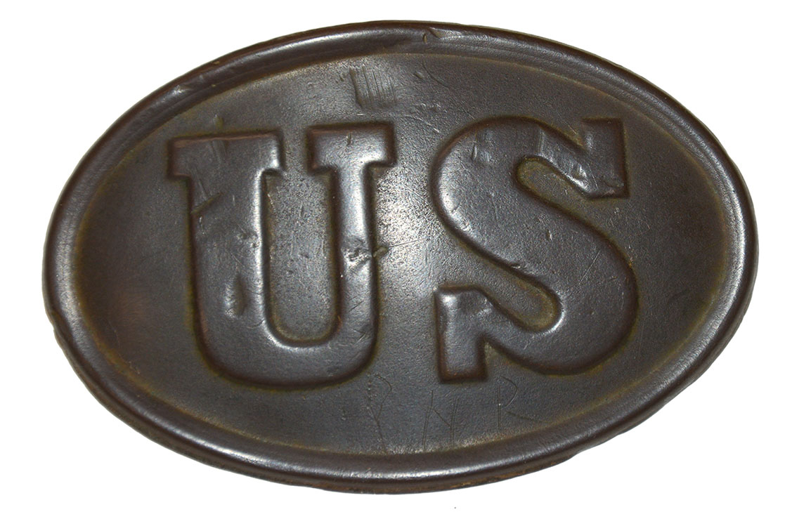 RELIC, US PATTERN 1839 CARTRIDGE BOX PLATE FROM CORINTH