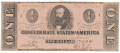 T-55 1862 CONFEDERATE STATES OF AMERICA $1 TREASURY NOTE