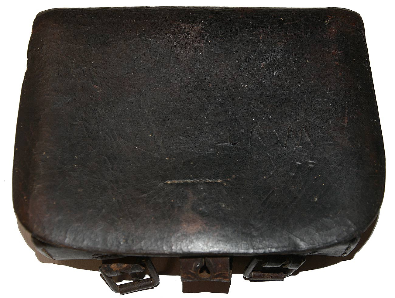 CLASSIC CONFEDERATE INFANTRY CARTRIDGE BOX IN VERY GOOD CONDITION