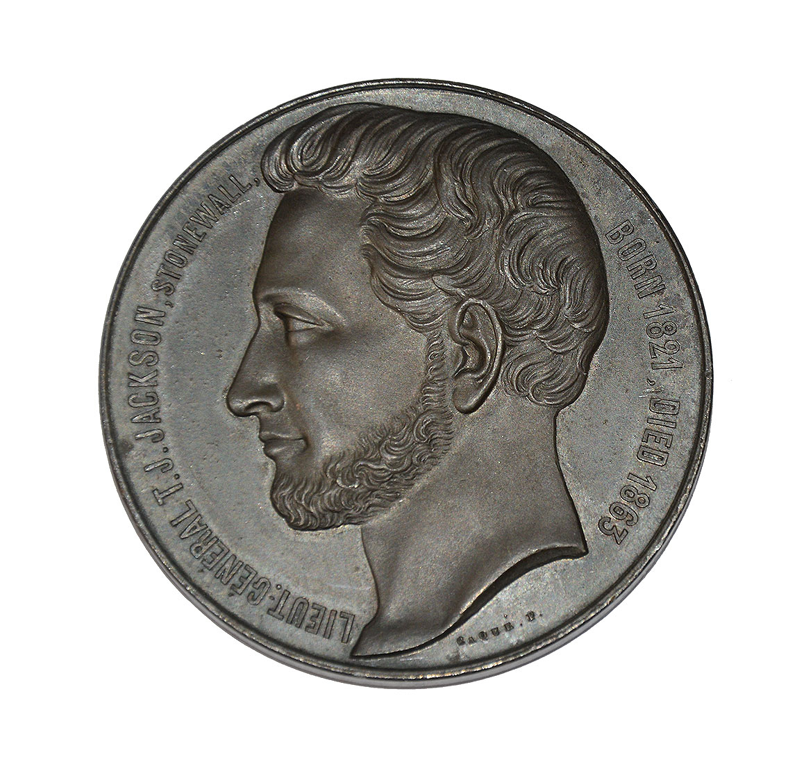 WARTIME STONEWALL JACKSON MEDAL IN SILVERED WHITE METAL