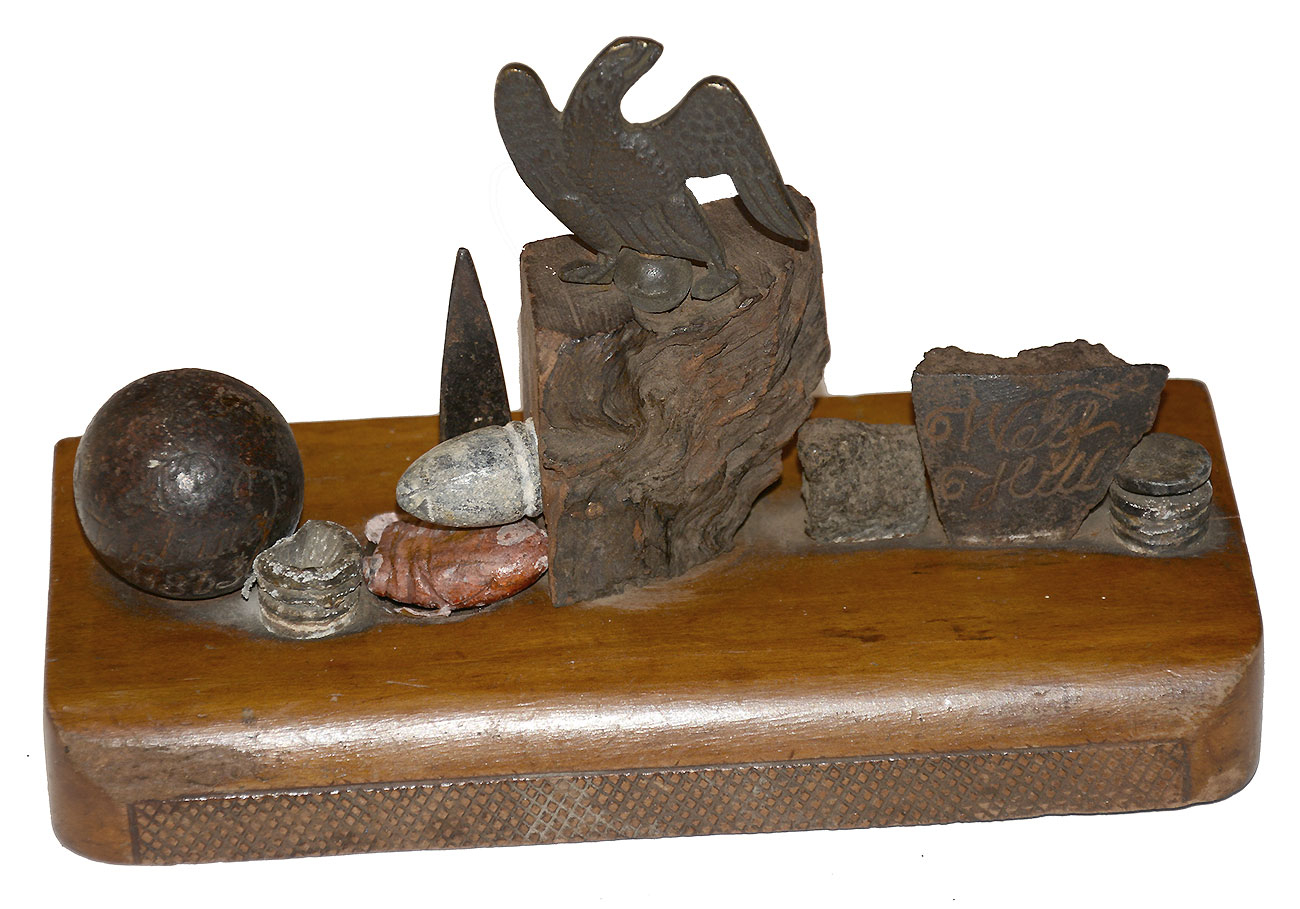 CLASSIC EDWARD WOODWARD GETTYSBURG RELIC DESK DISPLAY 