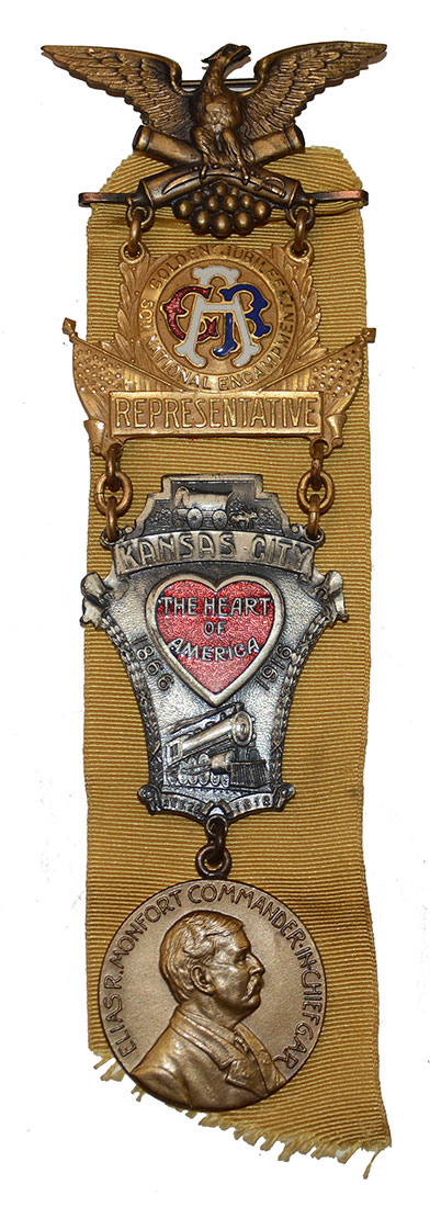 50th NATIONAL GAR ENCAMPMENT REPRESENTATIVE RIBBON BADGE – KANSAS CITY, 1916
