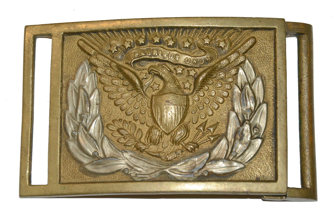 A VERY EARLY ONE-PIECE WREATH RECTANGULAR EAGLE M1851 SWORD BELT PLATE & HASP