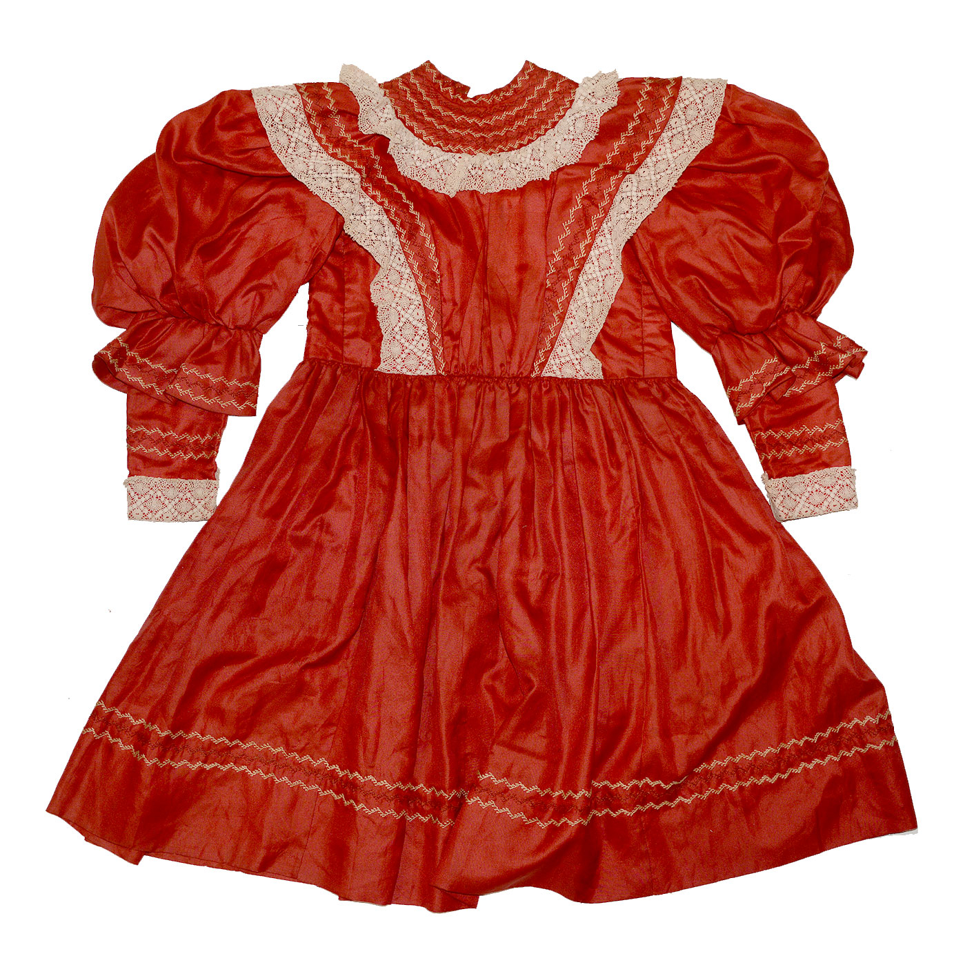 LITTLE GIRL’S TOMATO RED SILK DRESS
