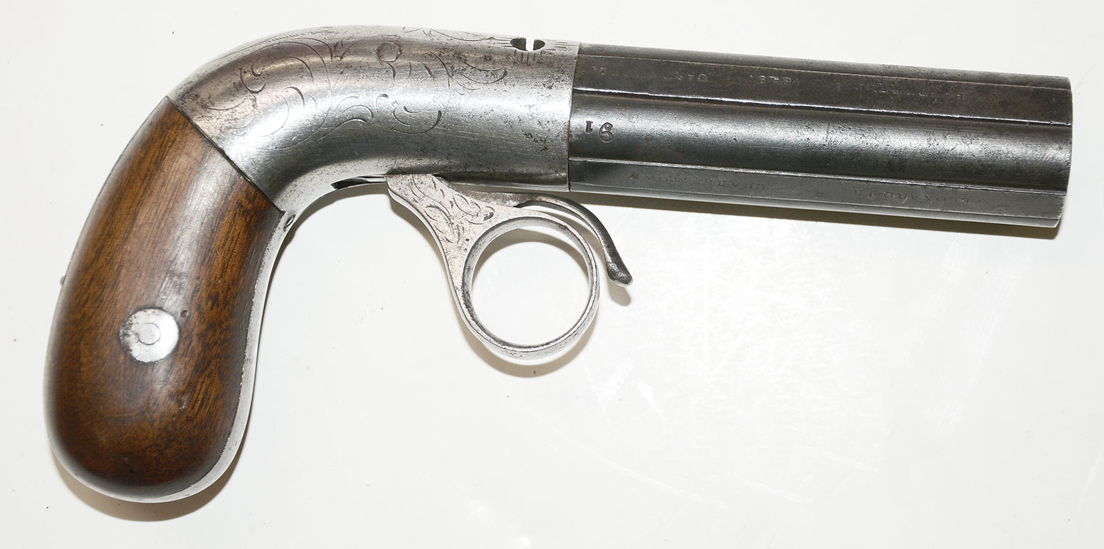 INTERESTING GEORGE LEONARD CONCEALED HAMMER PEPPERBOX PISTOL