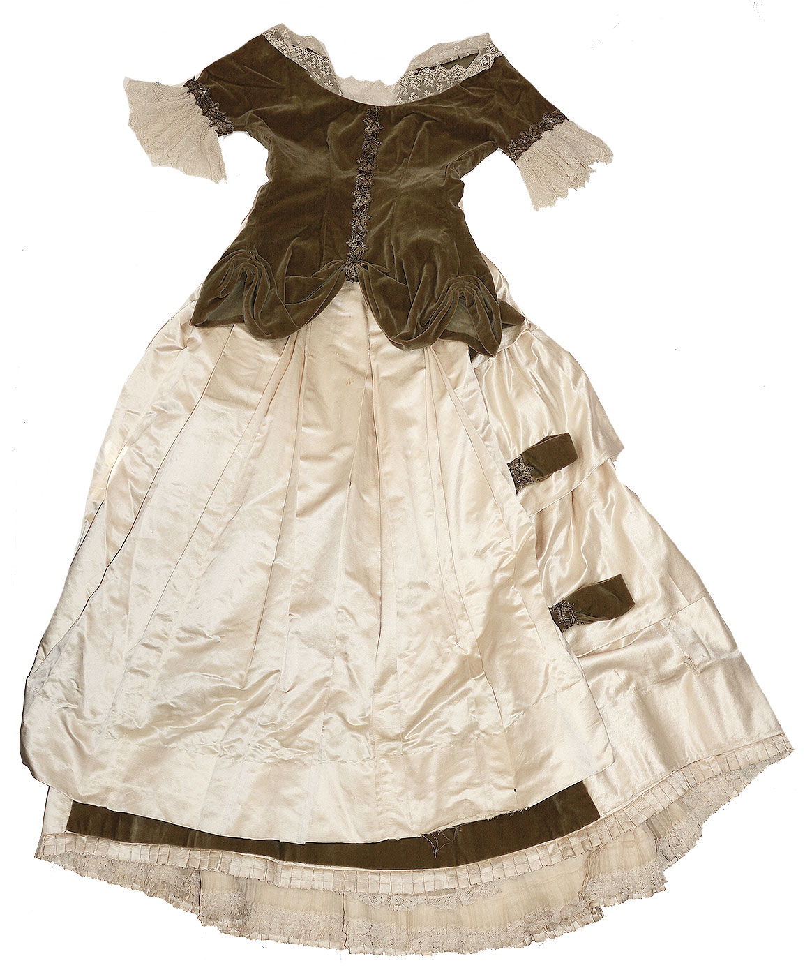 TWO PIECE DRESS OF VELVET AND SILK SATIN