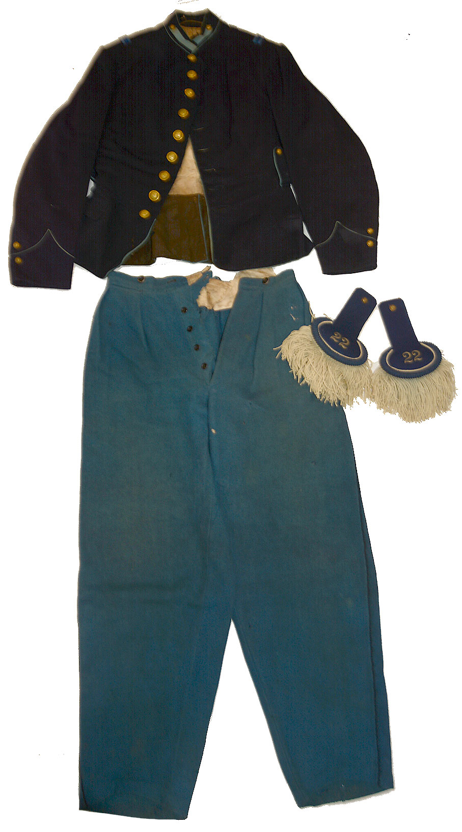 22ND NYNG CHASSEUR-STYLE JACKET, EPAULETS, AND TROUSERS 