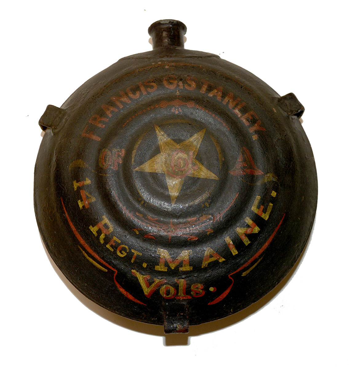 PAINTED CANTEEN OF PVT. FRANCIS G. STANLEY – 14th MAINE – DIED OF DISEASE, AUGUST, 1864