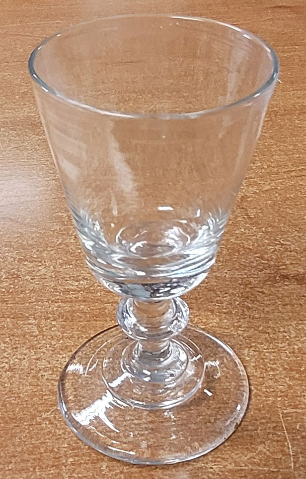 CIRCA 1790-1830 FREE BLOWN WINE GLASS
