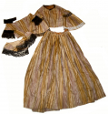 1858-1863 PLAID SILK DRESS – SKIRT, DAY & EVENING BODICES & MATCHING FICHU