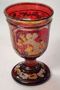 STRIKING BOHEMIAN CHALICE WITH ENAMELED CHERUB – CIRCA 1850