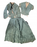 ELEGANT 1870’S GREEN SILK DRESS