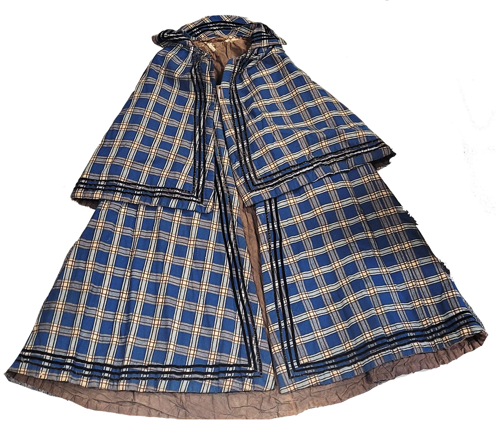 1840-1860 BLUE PLAID WINTER CLOAK