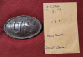 ANTIETAM RECOVERED CARTRIDGE BOX PLATE FOUND MAY 1959 IN THE WEST WOODS BY SYD KERKSIS